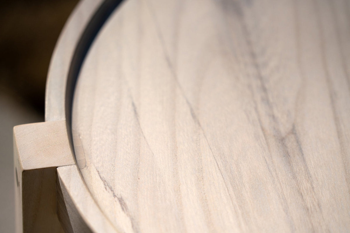 Waverly Side Table | Modern Round Wood Side Table with Metal Details