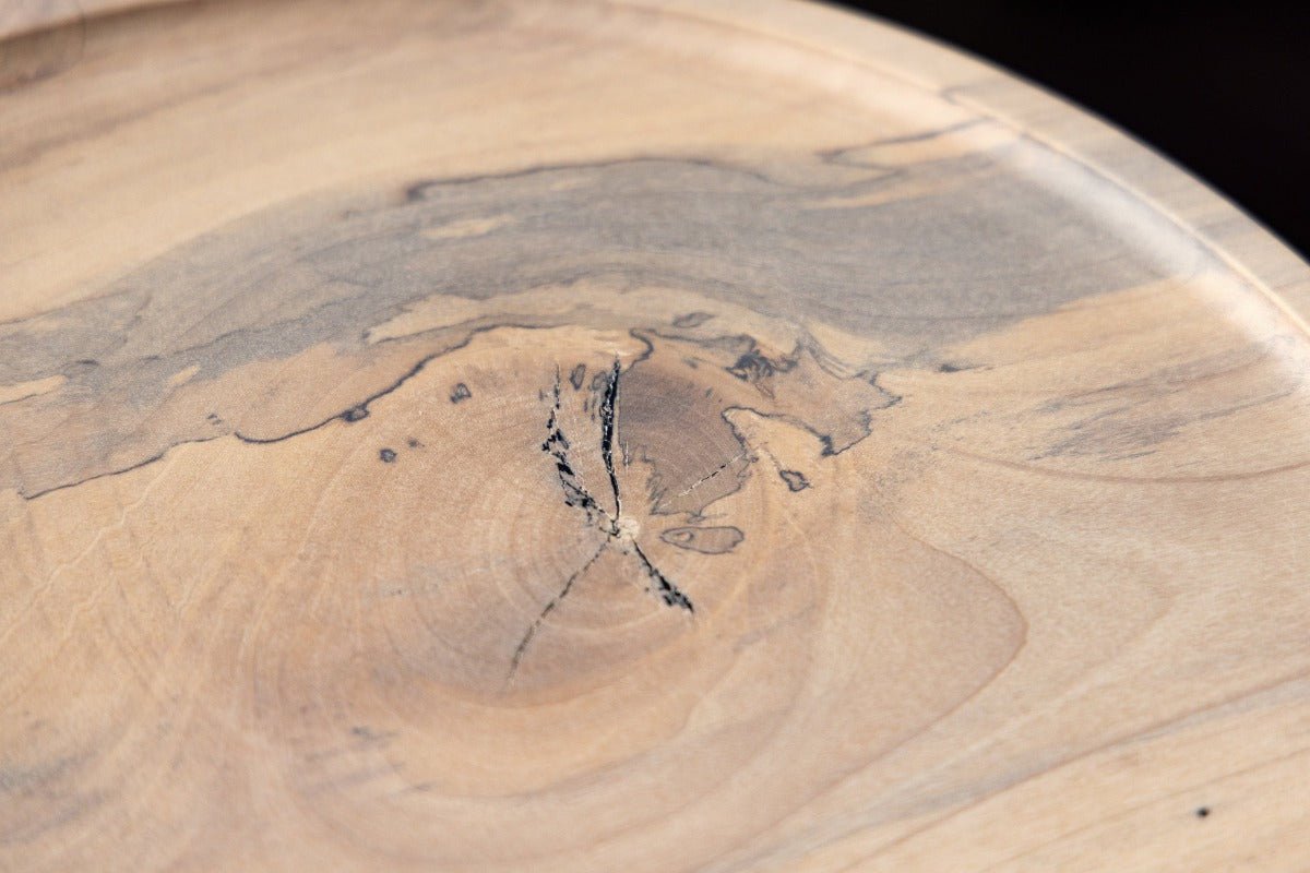 Waverly Side Table | Modern Round Wood Side Table with Metal Details