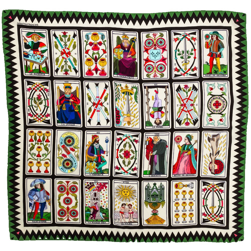 Antique French Playing Card Scarf