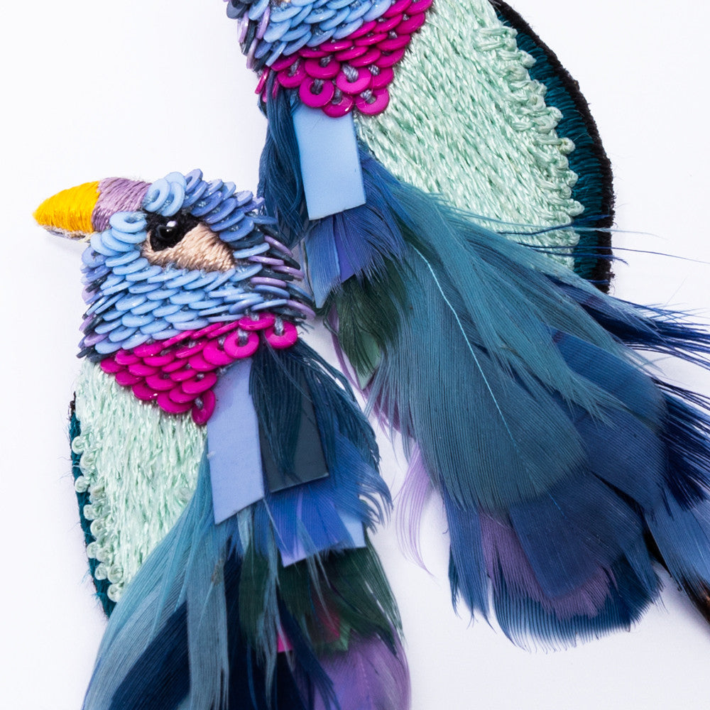 Bird Earrings in Blue