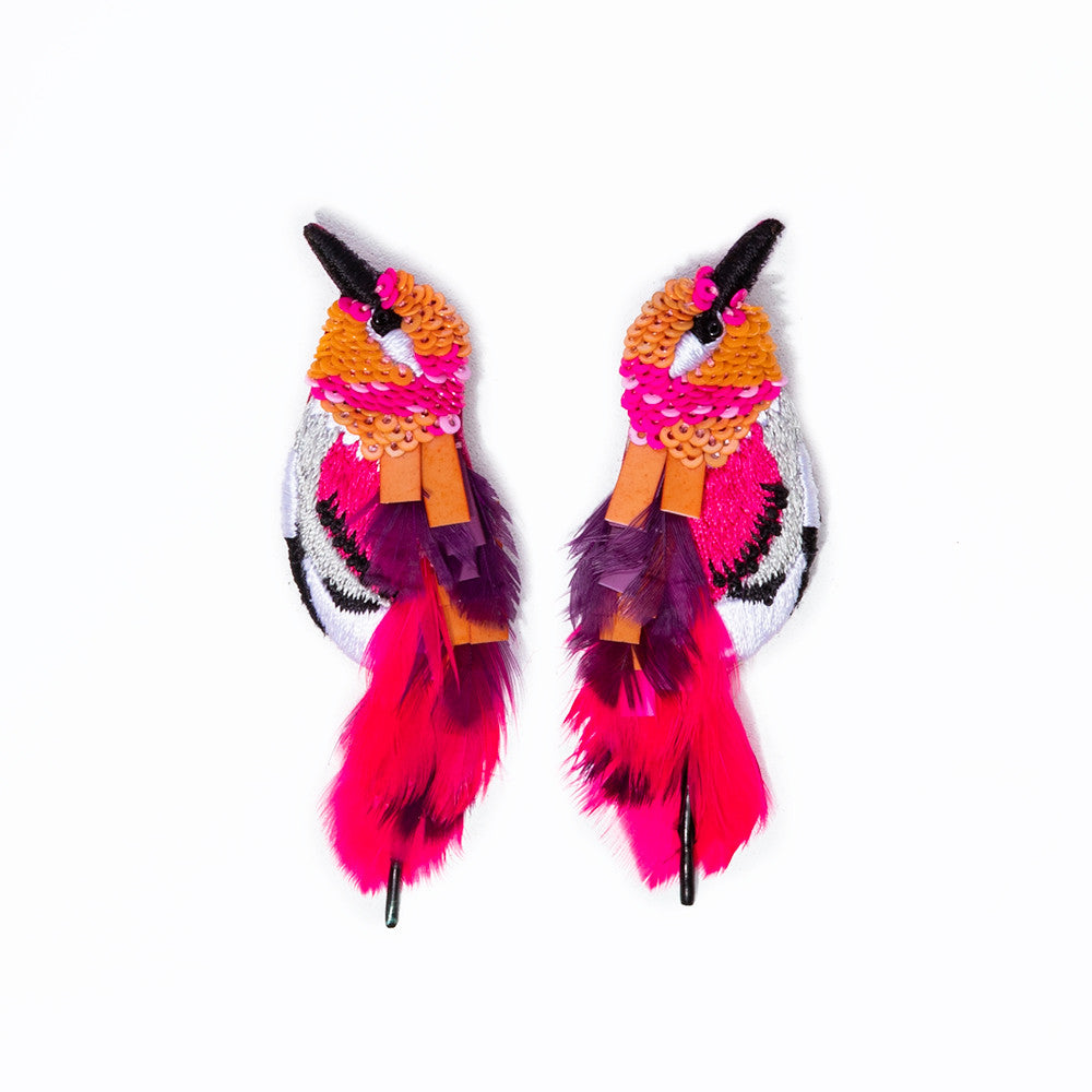 Hummingbird Earrings in Pink